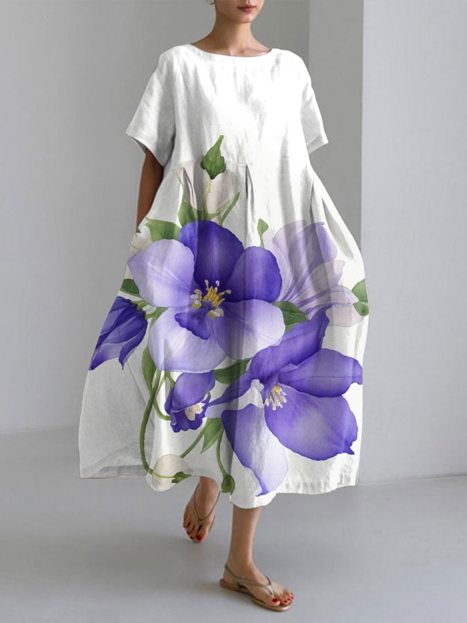 Frida® | Lilla Blomsterprint Casual Kjole
