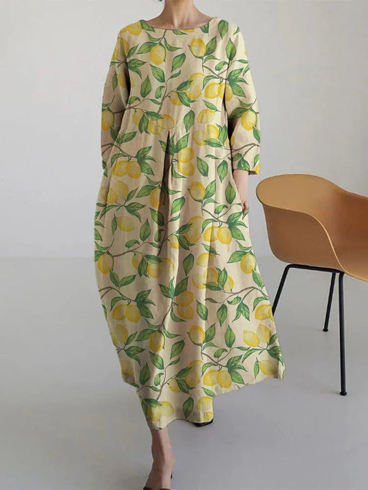 SONJA® | Midi Floral Kjole med Behagelig Luftighed og Perfekt Middelhavsstil til Sommeren