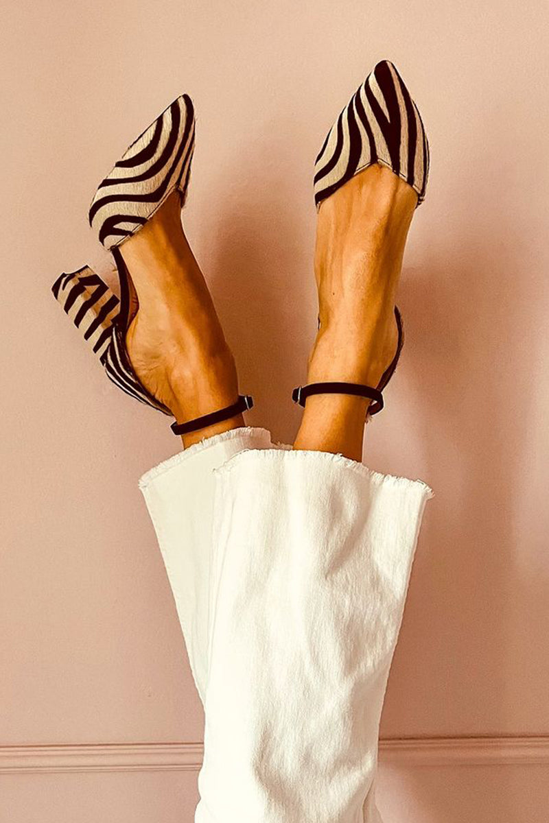 Mira® | Sandaler med mellem høje hæle og zebraprint