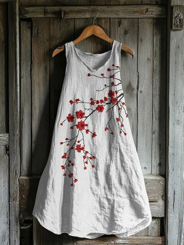 Dagmar® | Vintage Kirsebærblomst Kunst Tank Kjole