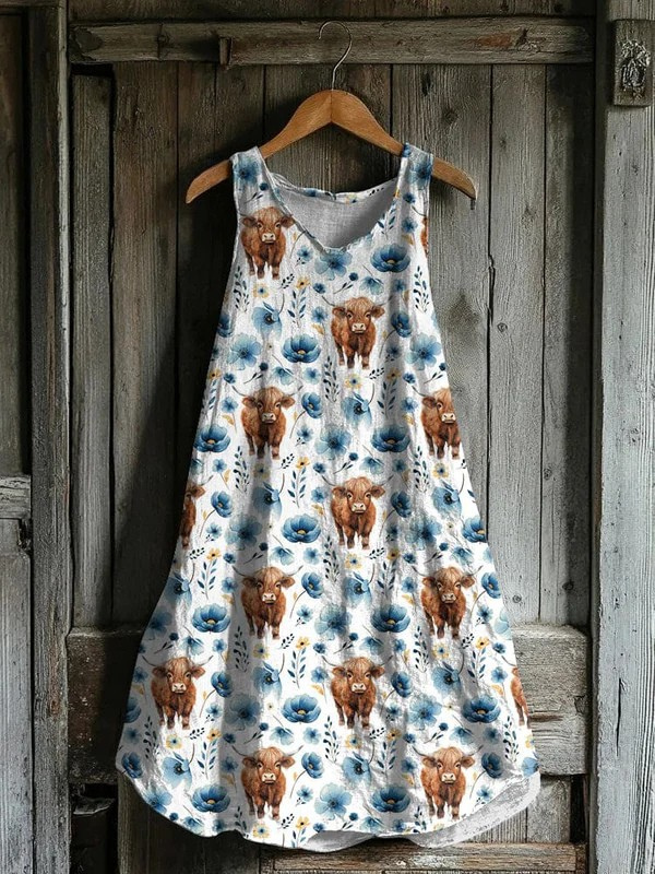 Josefine® | Highland Cow Blomsterprint Tankkjole