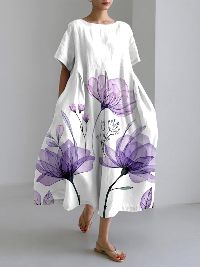 Josefine® | Lilla Blomstret Casual Kjole