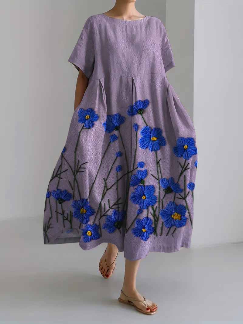 Ea® | Casual Floral Design Trykt Casual Løs Kjole
