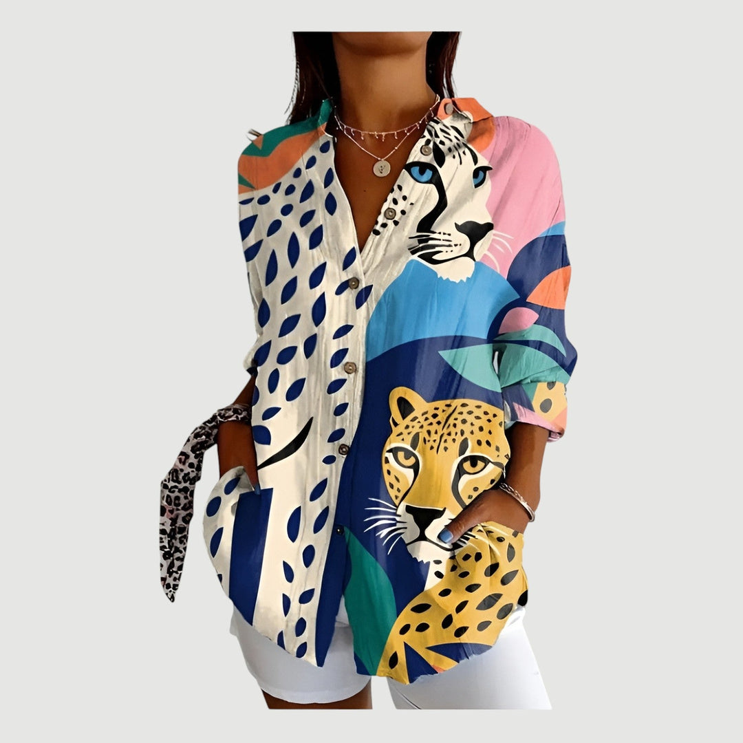 Karoline® | Bluse med farverigt design