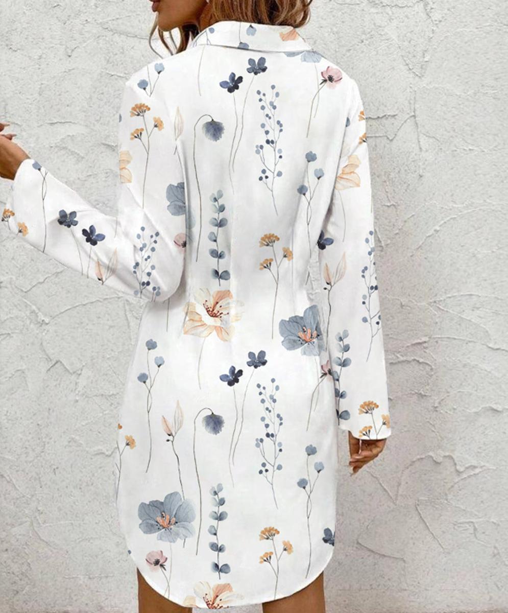 Anja® | Frisk Blomsterprint Krave Mini Kjole