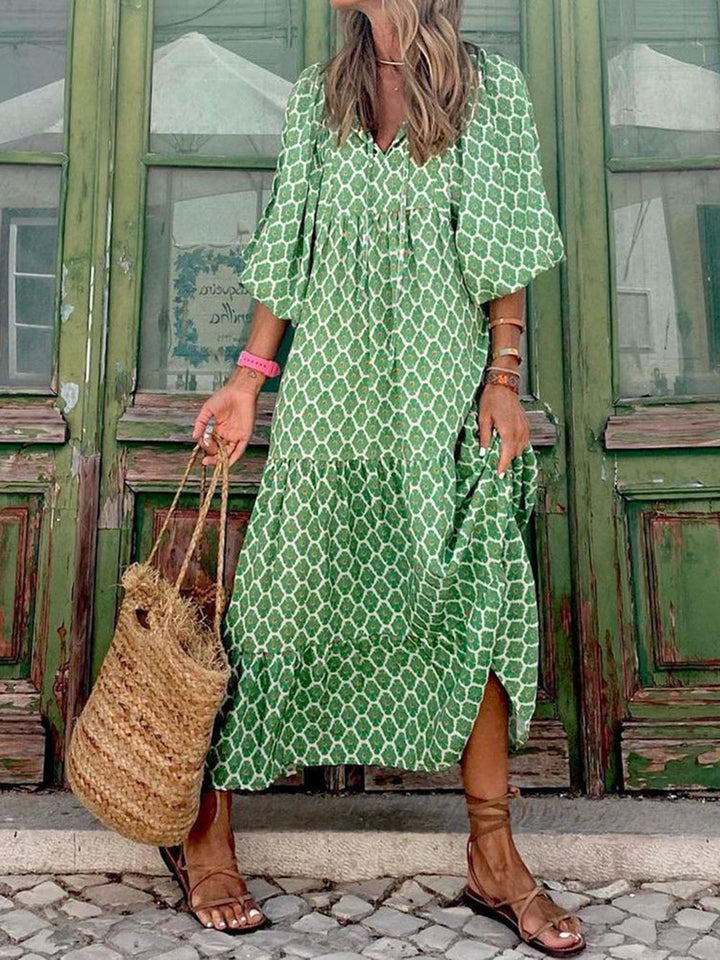 Oline® | Bohemian Trykt Maxi Kjole