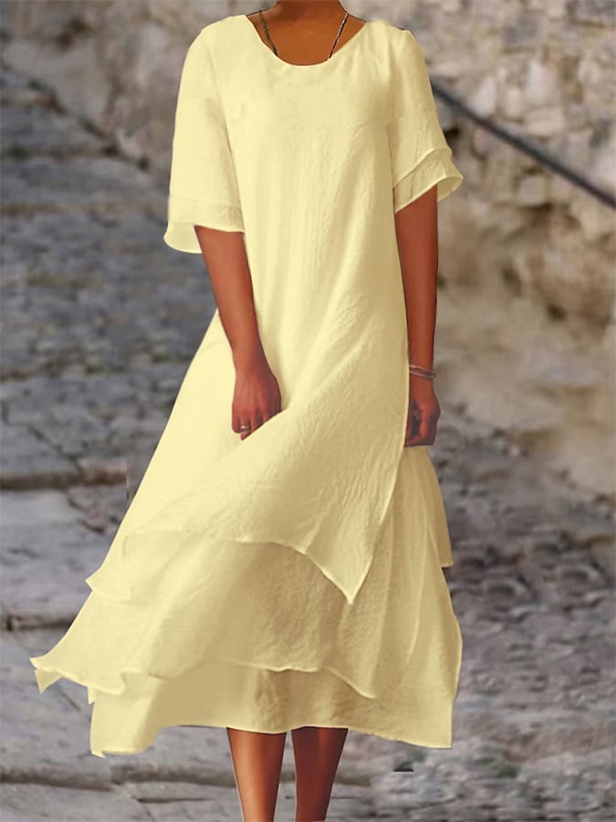 Frida® | Premium Linned Rund Hals Kjole