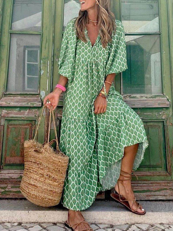Oline® | Bohemian Trykt Maxi Kjole