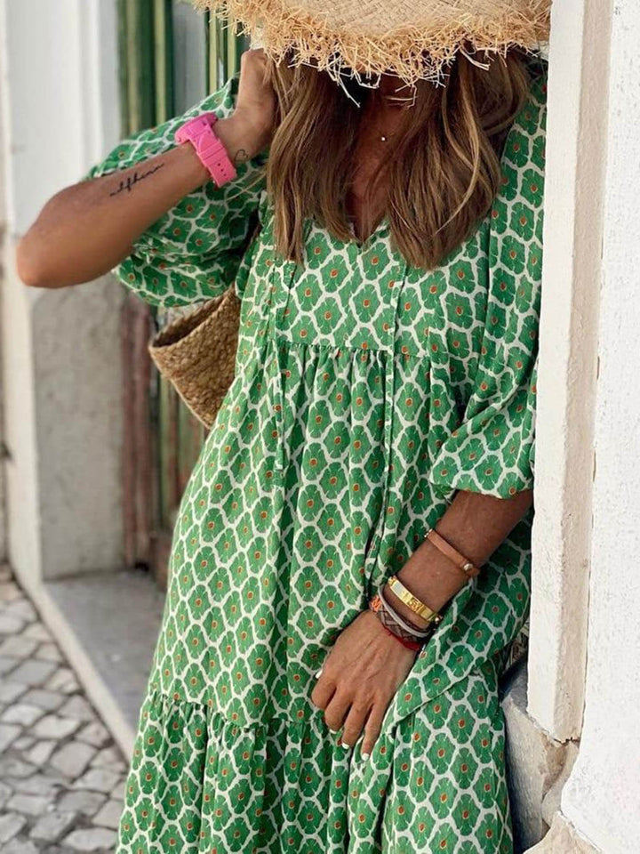 Oline® | Bohemian Trykt Maxi Kjole