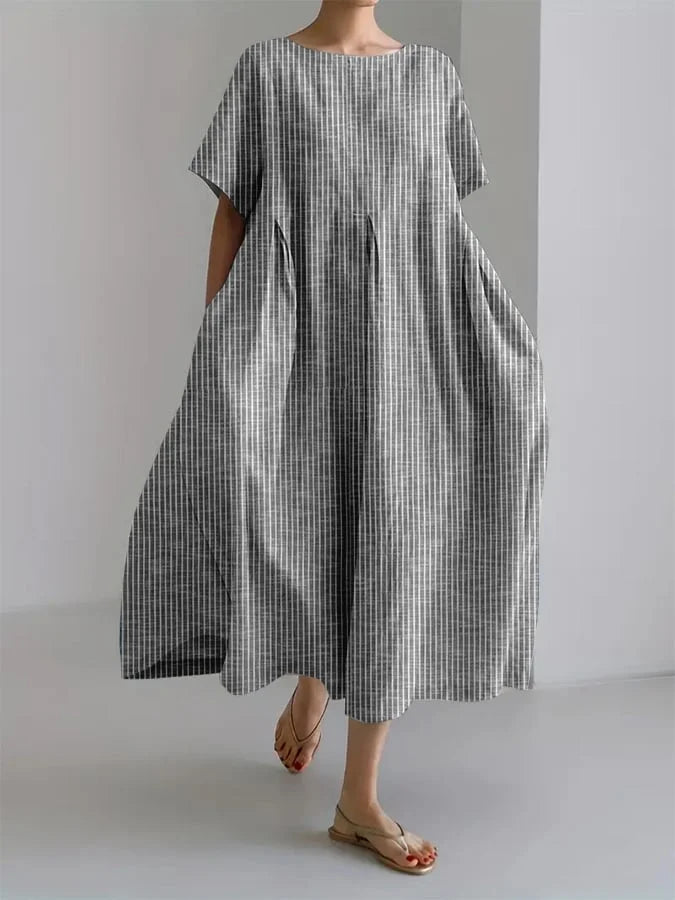 LENE® | Lang Casual Kjole med Behagelig Skæring og Retro Stil til Hverdag
