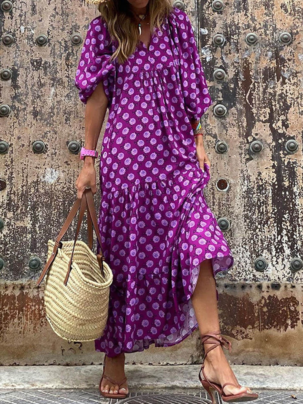 Oline® | Bohemian Trykt Maxi Kjole
