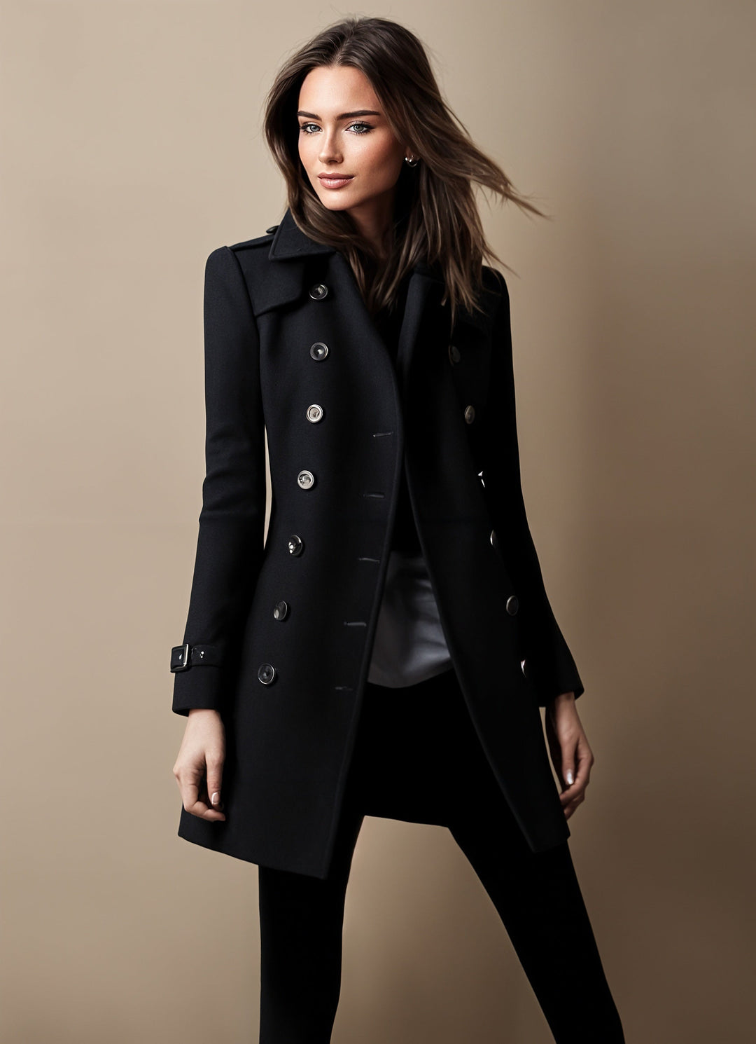 Ilaria® | Manteau trench dobbeltknap Linda