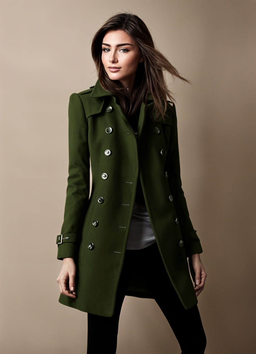 Ilaria® | Manteau trench dobbeltknap Linda