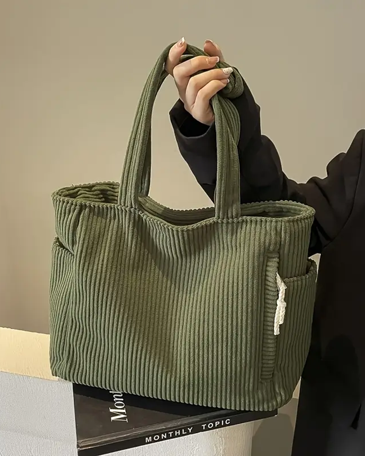 Embla® | Ribbede bæretaske med snøre-detalje