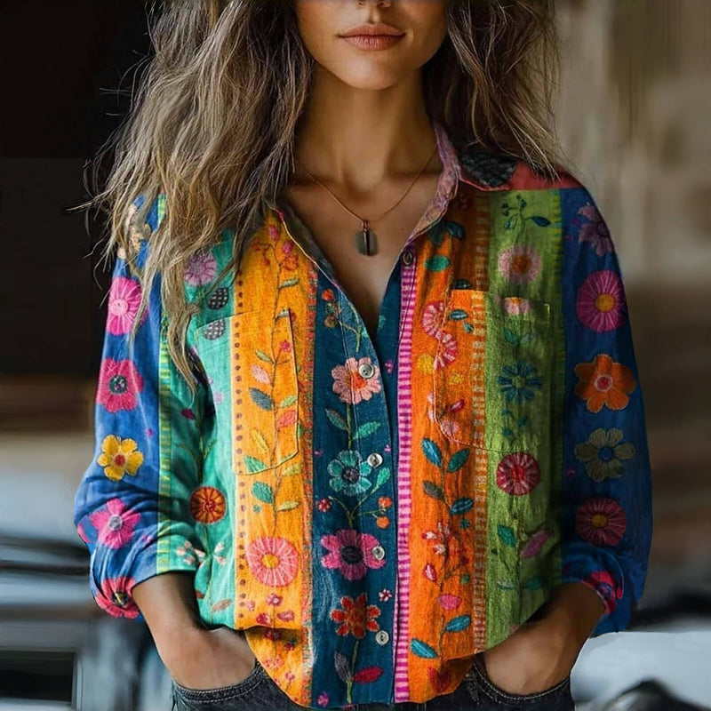 Silje® | Chemisier Med Vintage Blomsterprint
