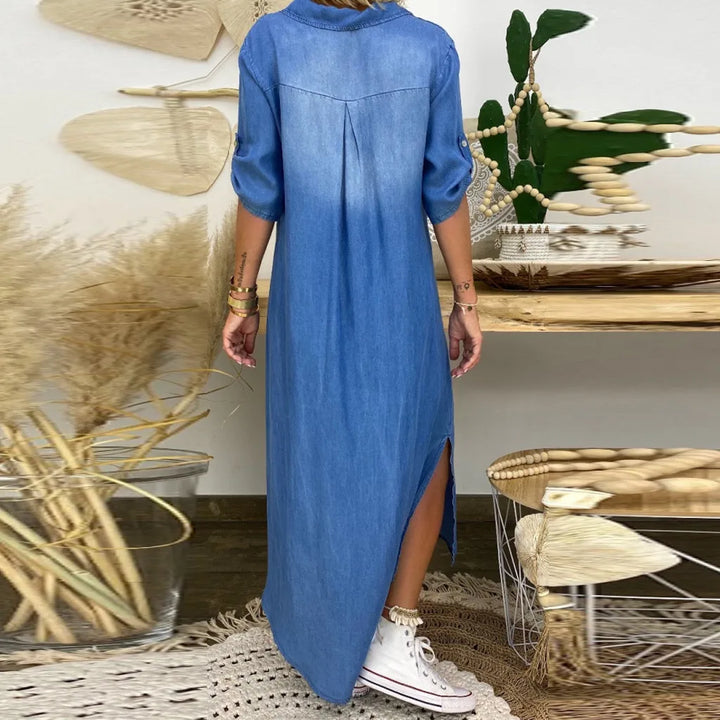 Tanja® | Langt Jeanskjole med Sideslids