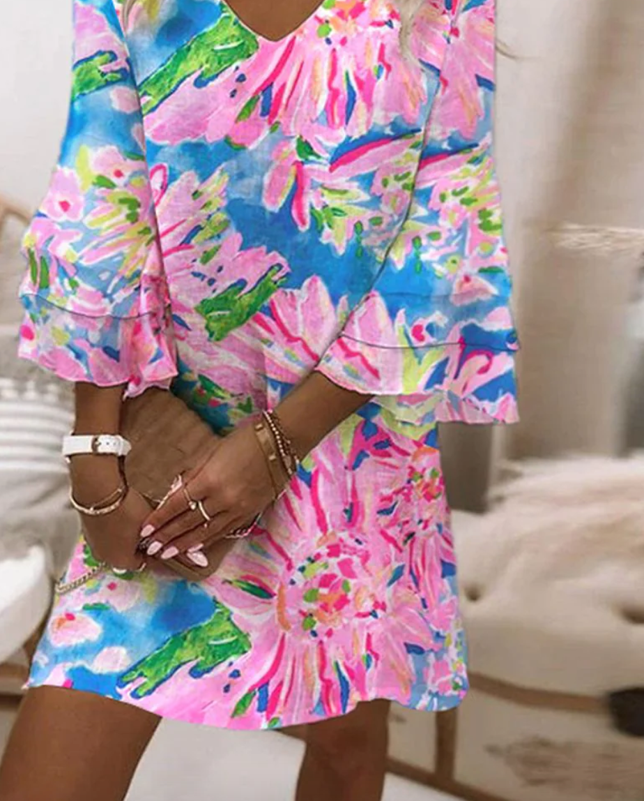 Vilda® | Sød Pink Bell Sleeve Mini Kjole