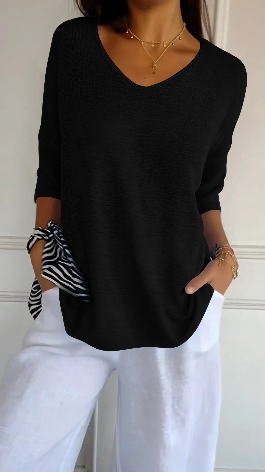 Frejae® | Top i strik med V-hals
