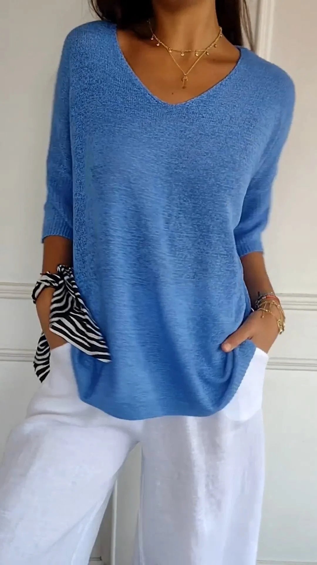 Frejae® | Top i strik med V-hals