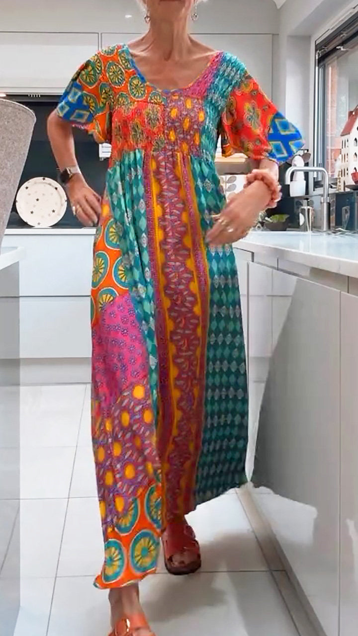 Borghild® | Elegant Paisley Midi Kjole