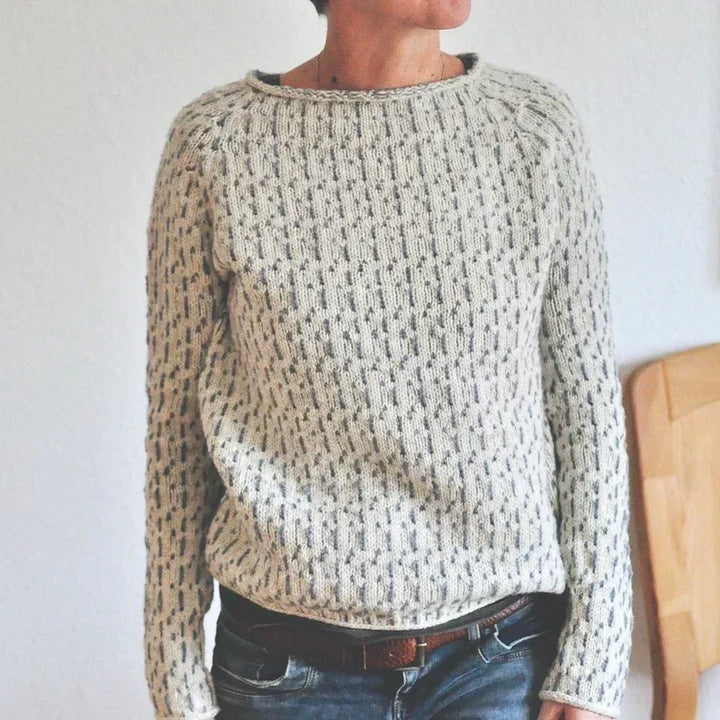Evelin® | Elegant grå sweater med bådudskæring