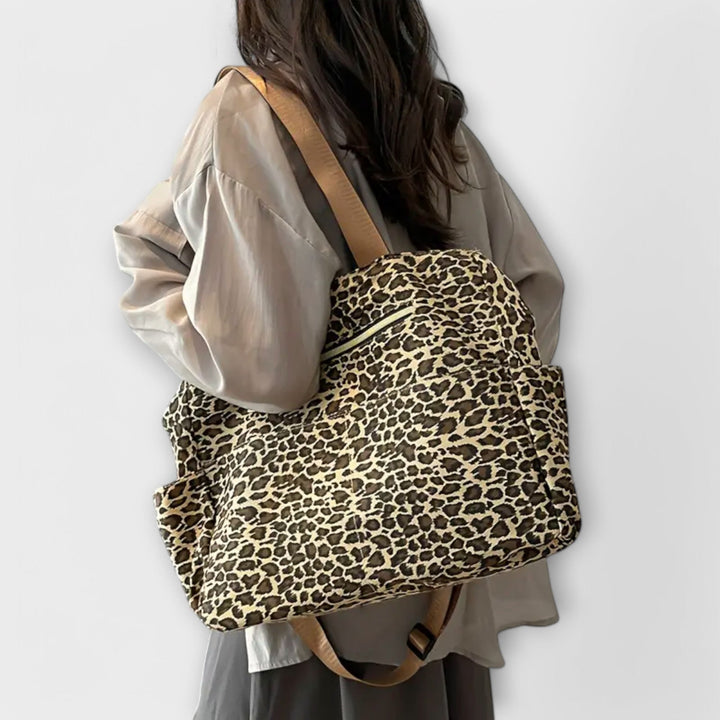Pelle® | Leopardmønstret Canvas Crossbody Taske