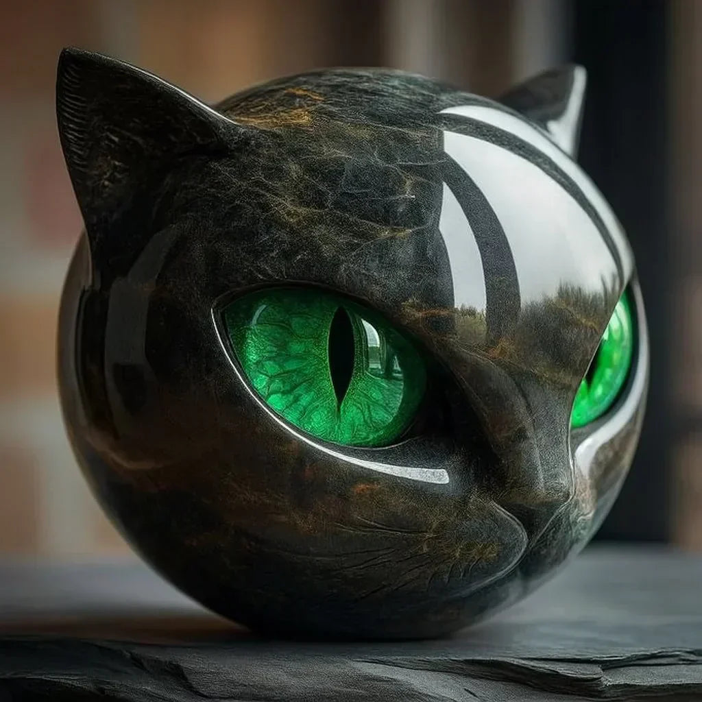 Whispa® | Fangende sort kattehoved-skulptur
