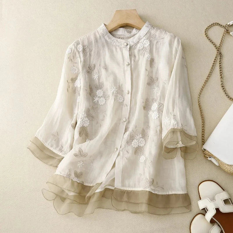 Nanna® | Broderet bluse