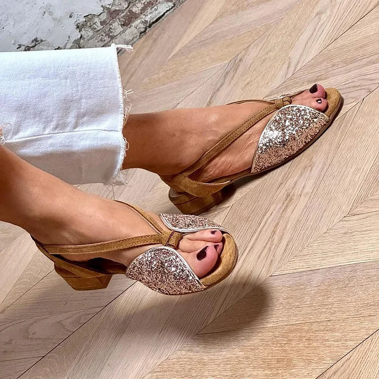 MARTINA | Glitrende sandaler med glimmer og flad sål til en elegant og komfortabel stil