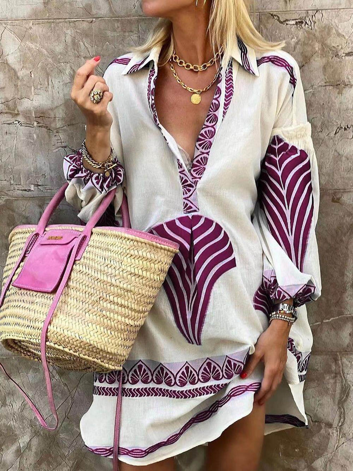 Alvina® | Simpel Unik Print Ferie Mini Kjole