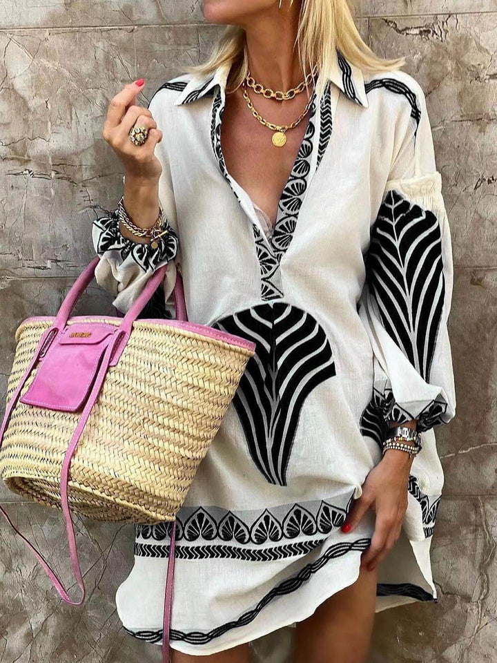 Alvina® | Simpel Unik Print Ferie Mini Kjole