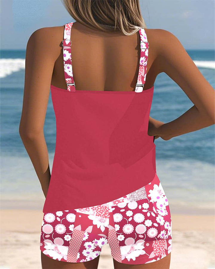 Vibe® | To-delt Badedragt med Komfortabel Pasform og Blomsteragtig Strandstil