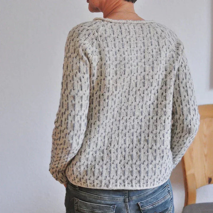 Evelin® | Elegant grå sweater med bådudskæring