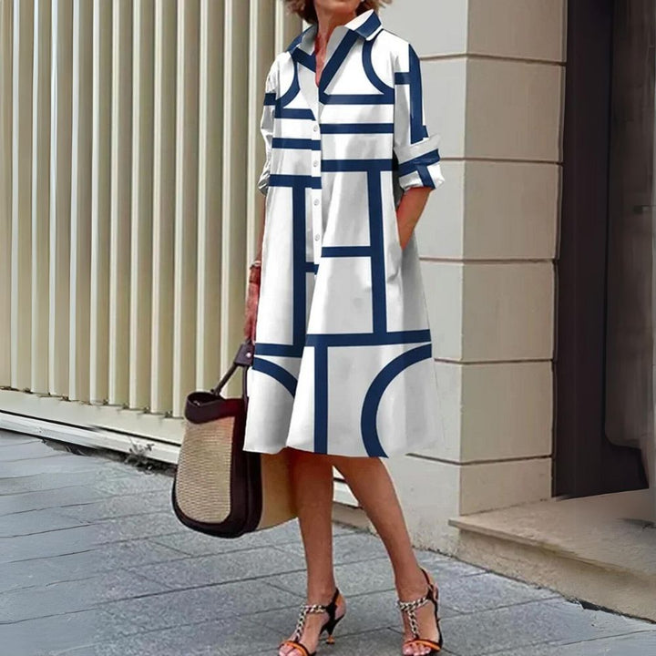 Runa® | Trendy Stribet Print Krave Midi Kjole