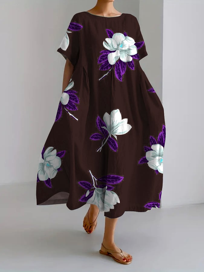 Selma® | Retro Botanisk Blomsterdesign Trykt Casual Løs Kjole