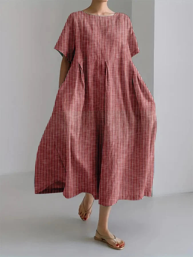 LENE® | Lang Casual Kjole med Behagelig Skæring og Retro Stil til Hverdag