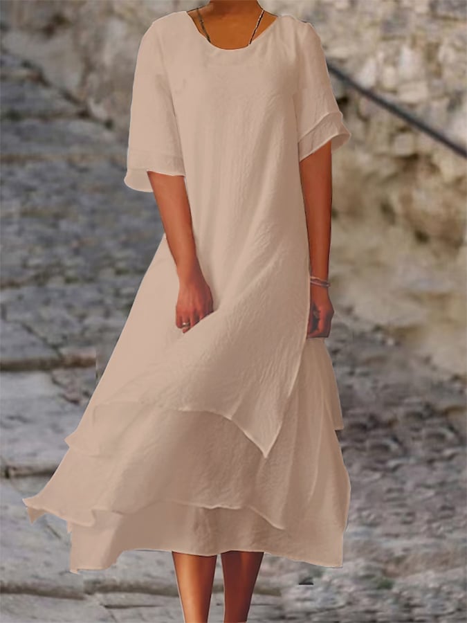 Frida® | Premium Linned Rund Hals Kjole