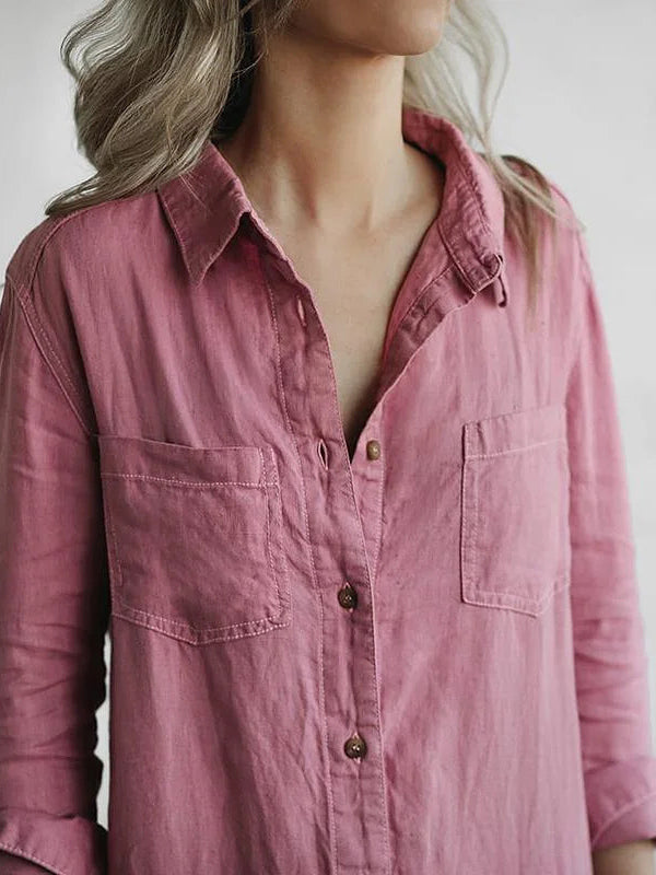Kirstine® | Knaplukning Casual Jumpsuit med Krave og Lommer