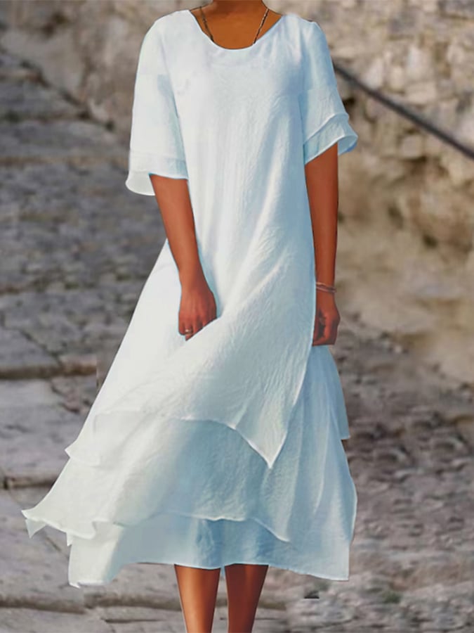 Frida® | Premium Linned Rund Hals Kjole