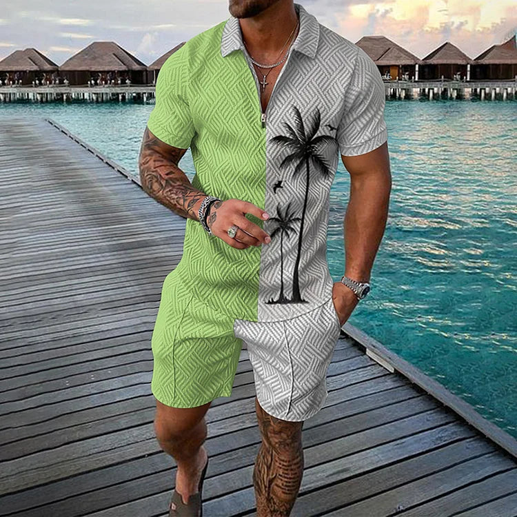 Jannik® | Kokosnød Træ Pikétrøje & Shorts Sæt