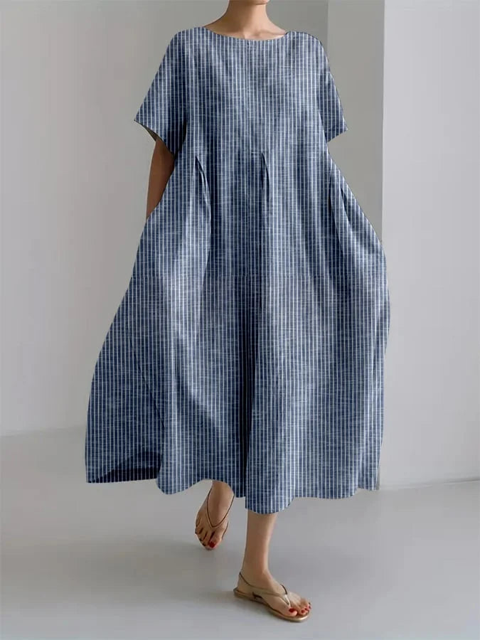 LENE® | Lang Casual Kjole med Behagelig Skæring og Retro Stil til Hverdag
