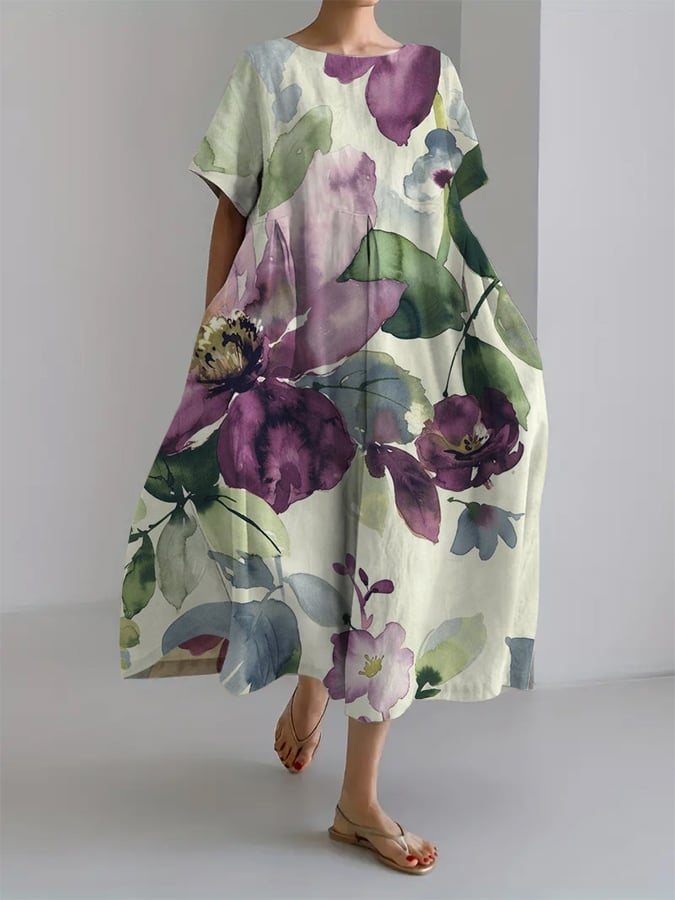 Mille® | Botanisk Blomsterdesign Casual Løs Kjole