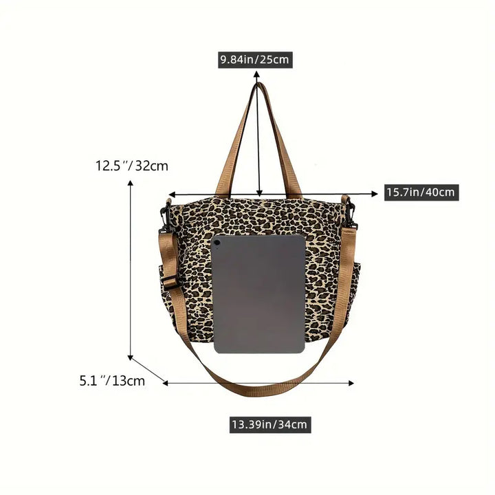 Pelle® | Leopardmønstret Canvas Crossbody Taske