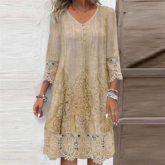 Lisbet® | Boho Blondekant Kjole