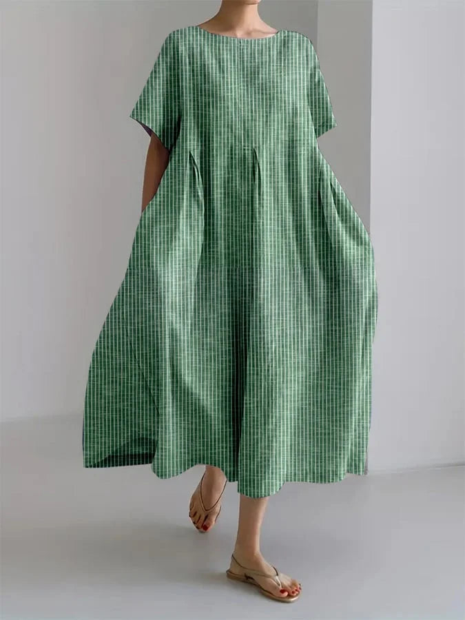 LENE® | Lang Casual Kjole med Behagelig Skæring og Retro Stil til Hverdag