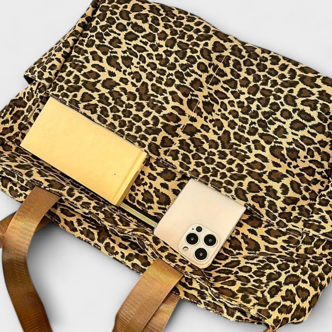 Pelle® | Leopardmønstret Canvas Crossbody Taske