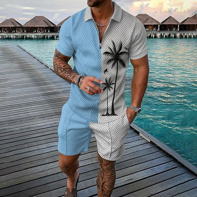 Jannik® | Kokosnød Træ Pikétrøje & Shorts Sæt