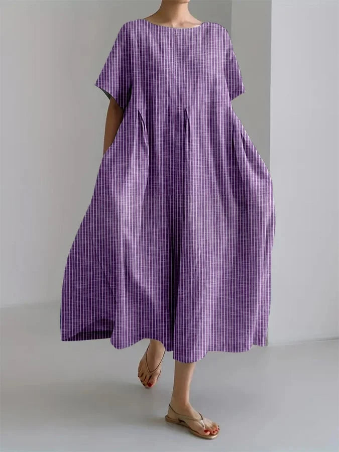 LENE® | Lang Casual Kjole med Behagelig Skæring og Retro Stil til Hverdag