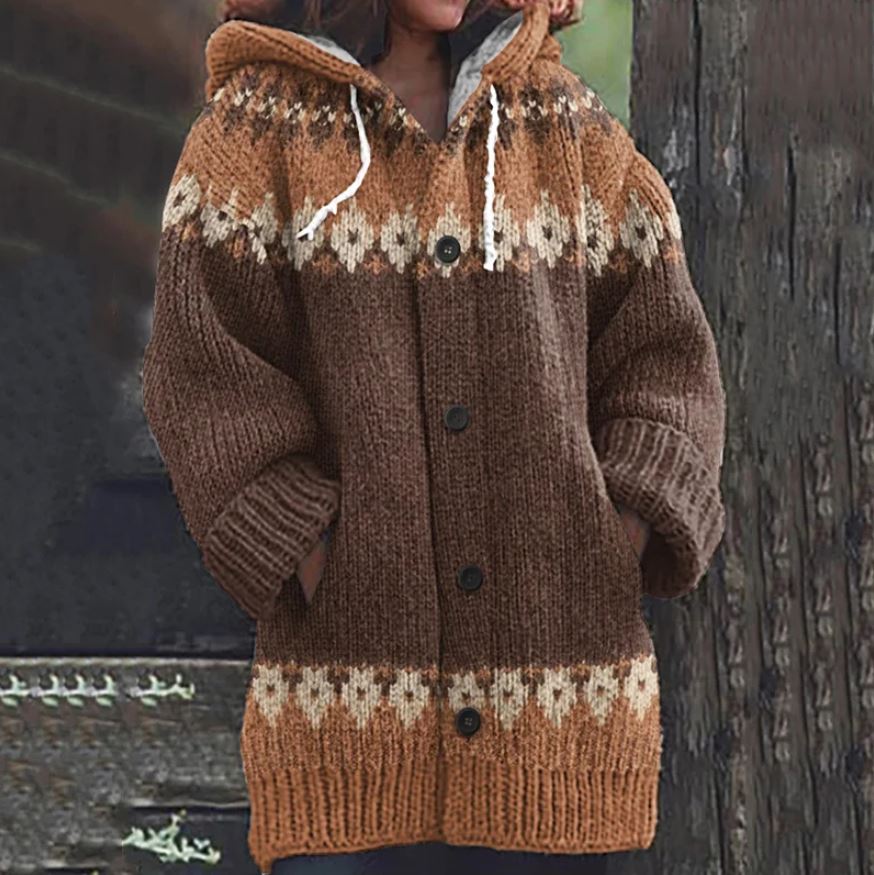 Astrid™ | Strikket Cardigan med Hætte