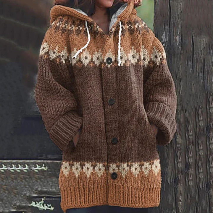 Astrid™ | Strikket Cardigan med Hætte